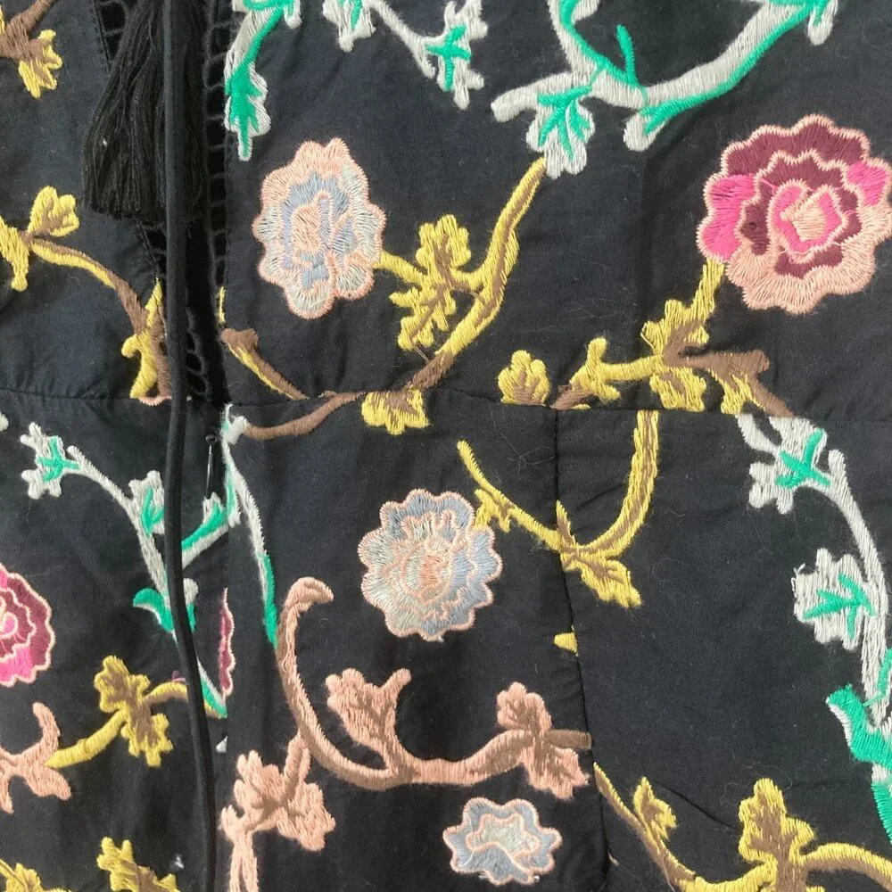 NWOT Anthropologie Mini Black Flower Dress - Picture 4 of 7